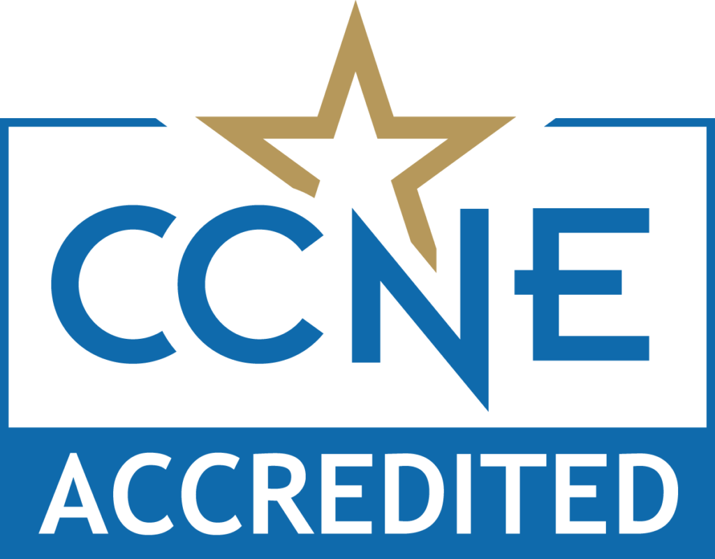 Badge reading accredited by Commission on Collegiate Nursing Education (CCNE).