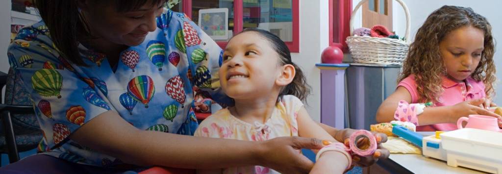A Family Nurse Practitioner is treating a child patient.