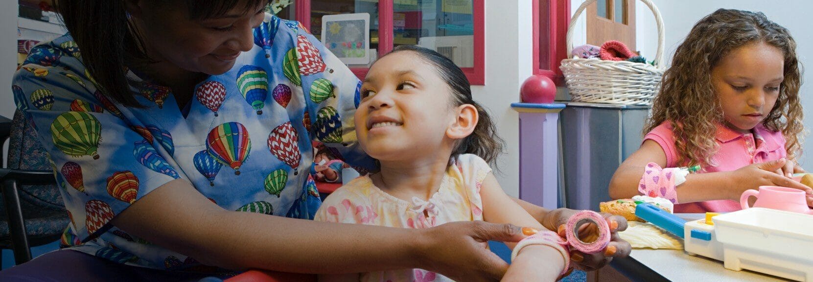 A Family Nurse Practitioner is treating a child patient.