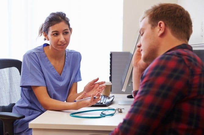 Psychiatric Mental Health Nurse Practitioner student caring for patient