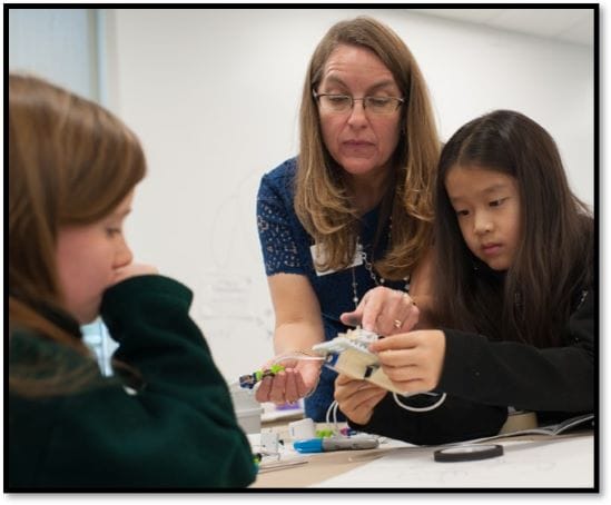 Teacher with students