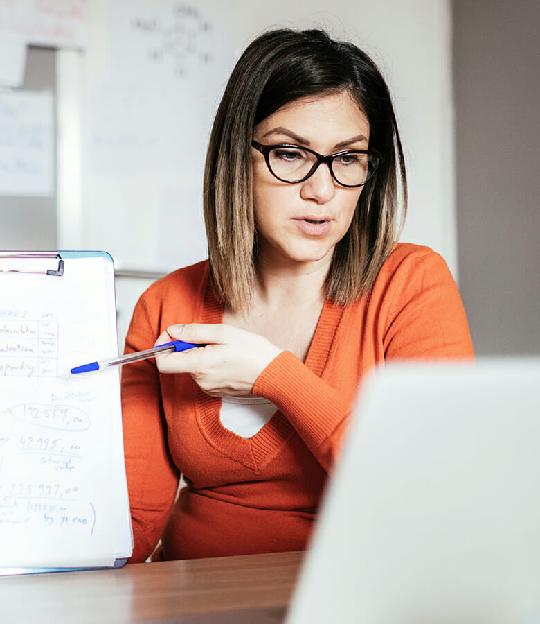 woman on an online meeting