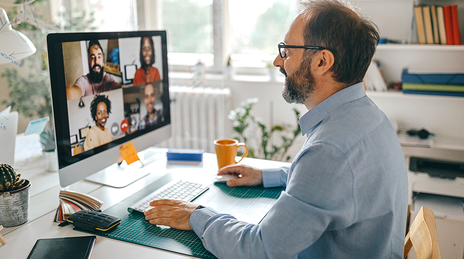 Group of people on an online video call