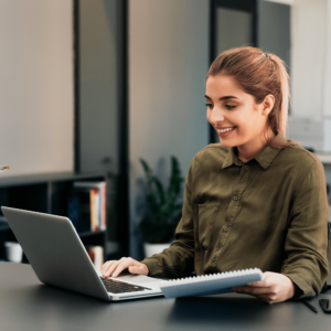 Woman at her computer in IT