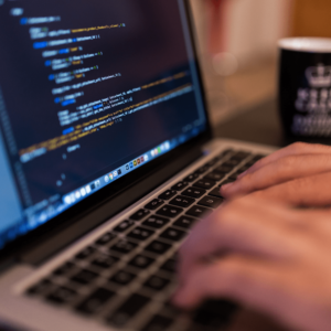 Person in IT on computer