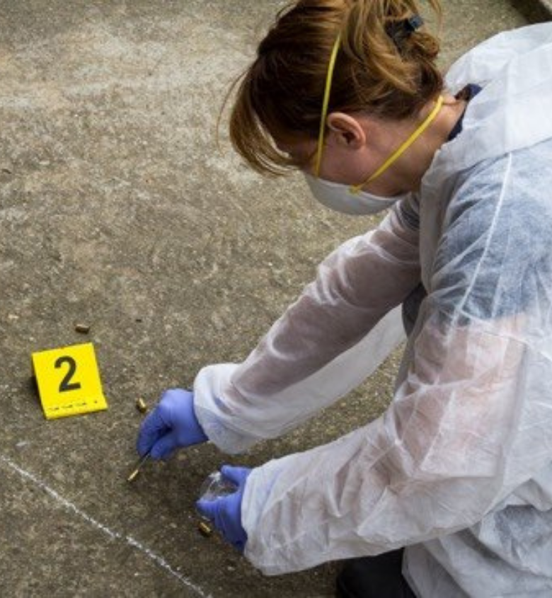 Criminal Justice student working in crime scene
