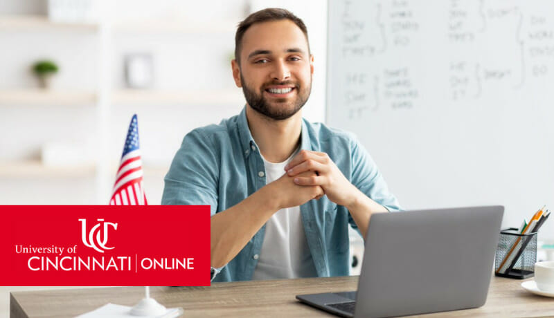 Veteran with G.I. Bill studying at laptop