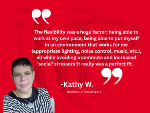 Student testimonial quote from Kathy W.