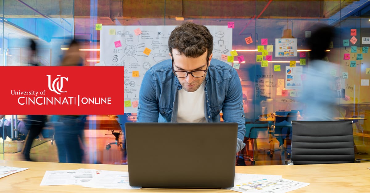Master's in marketing graduate at work