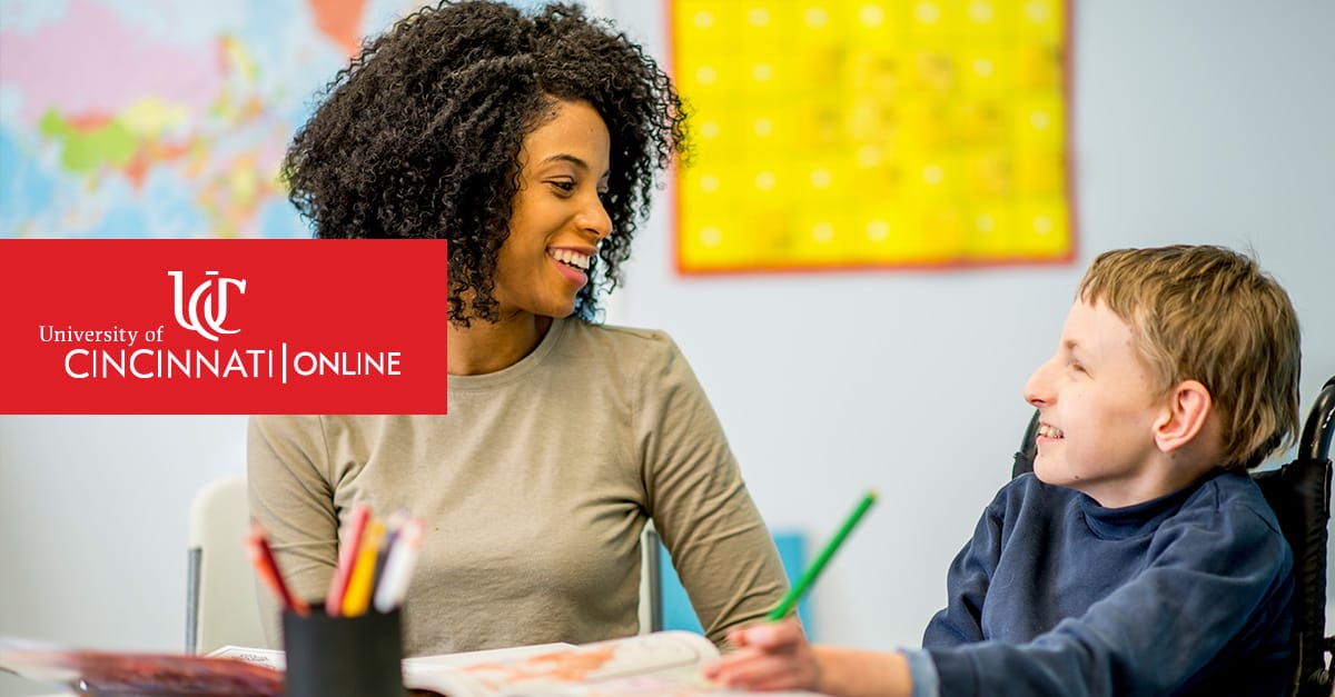 Special education teacher working with a student