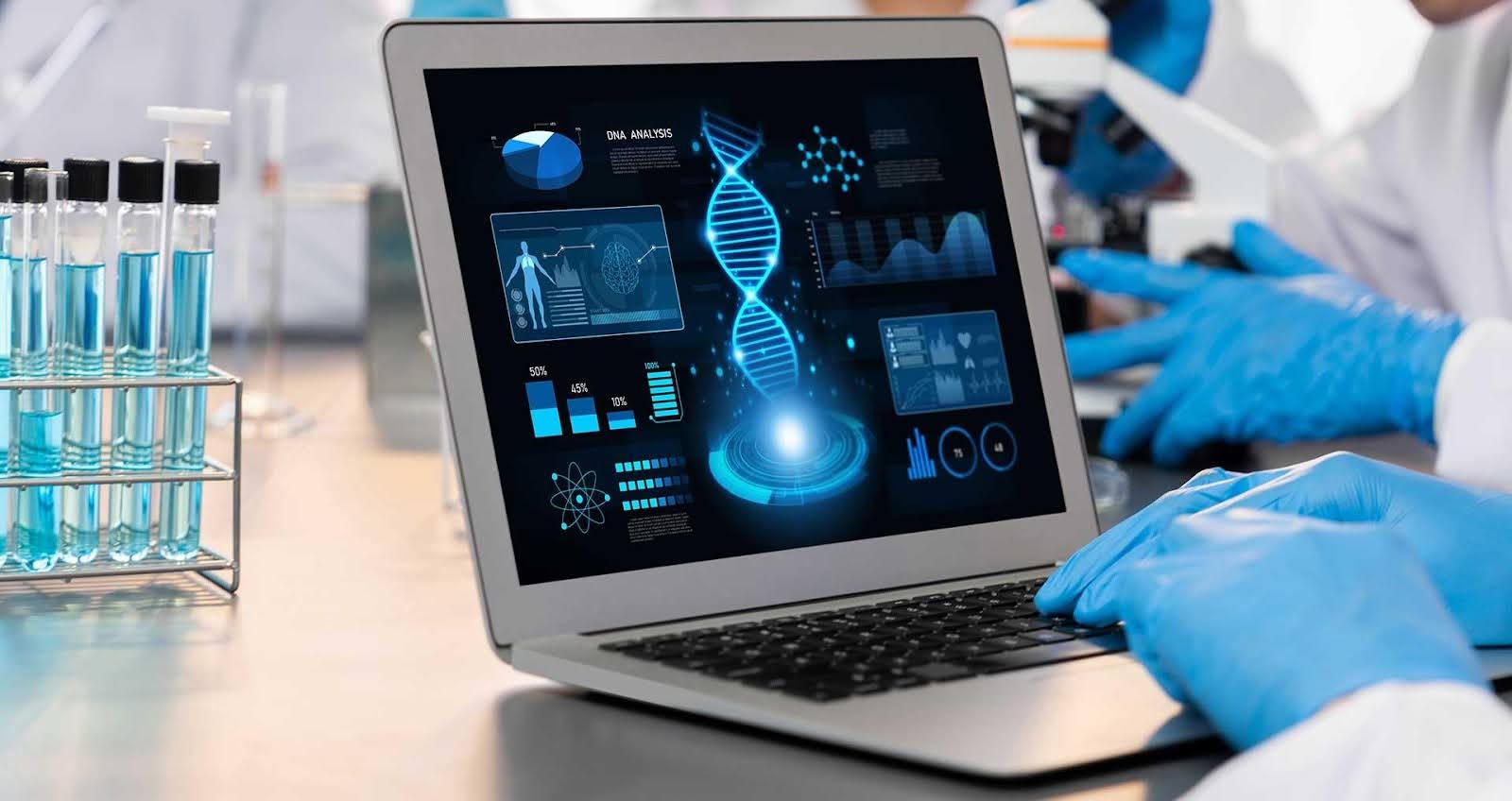 Graphic showing AI at work in the medical field